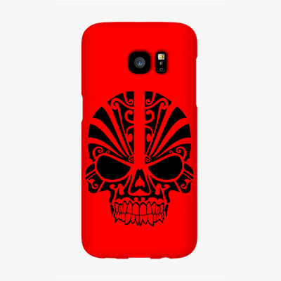 Snap Samsung Galaxy S7 Edge  Phone Case - Black Skull With Red Background