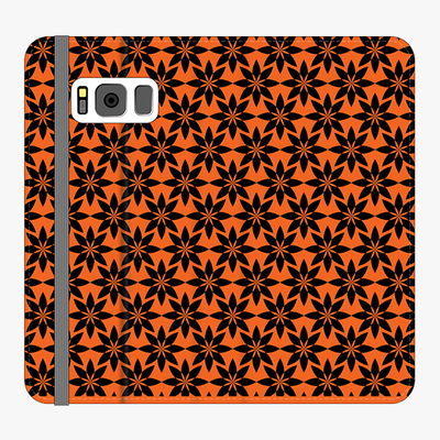 Folio Samsung Galaxy S8  Folio Wallet - Artistic Floral Pattern With Orange Background