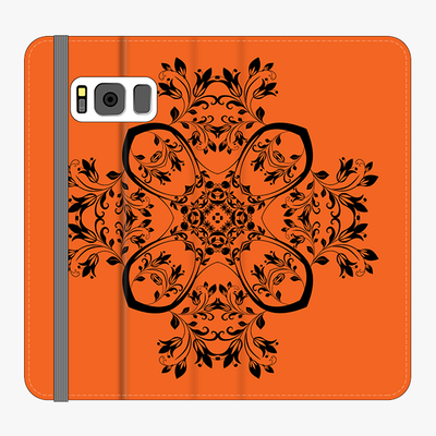 Folio Samsung Galaxy S8  Phone Folio - Flower Design With Orange Background
