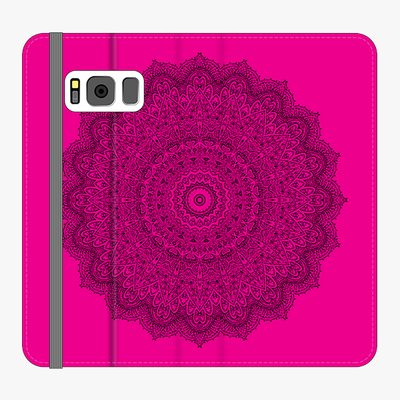 Folio Samsung Galaxy S8  Phone Folio - Mandala With Pink Background