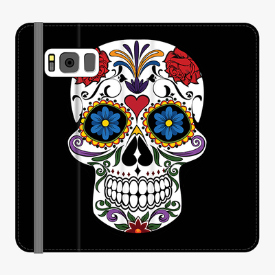 Folio Samsung Galaxy S8  Phone Folio - Skull Artwork With Black Background