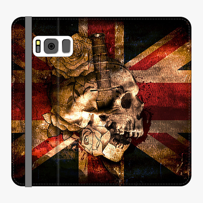 Folio Samsung Galaxy S8  Phone Folio - Skull With Union Jack British Flag
