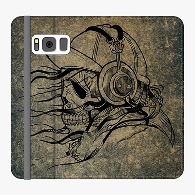 Folio Samsung Galaxy S8  Phone Folio - Skull With Headphone