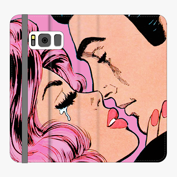 Folio Samsung Galaxy S8  Folio Wallet - Lovely Couple With Pink Background