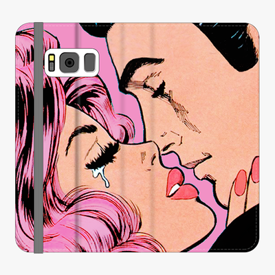 Folio Samsung Galaxy S8  Folio Wallet - Lovely Couple With Pink Background