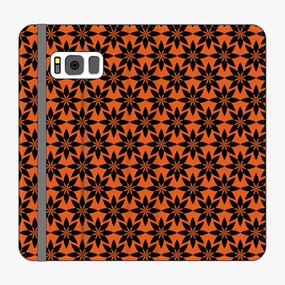 Folio Samsung Galaxy S8 Plus  Folio Wallet - Artistic Floral Pattern With Orange Background