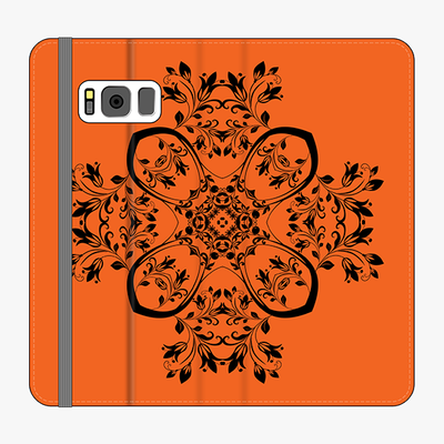 Folio Samsung Galaxy S8 Plus  Phone Folio - Flower Design With Orange Background