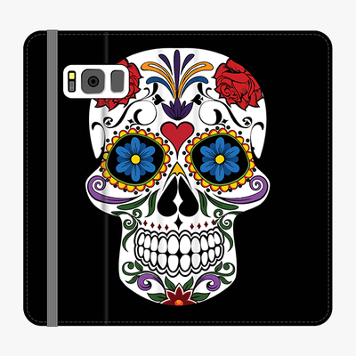 Folio Samsung Galaxy S8 Plus  Phone Folio - Skull Artwork With Black Background