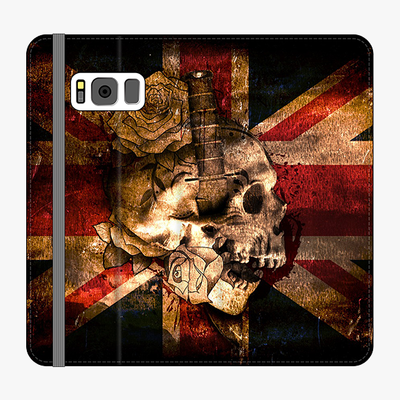 Folio Samsung Galaxy S8 Plus  Phone Folio - Skull With Union Jack British Flag