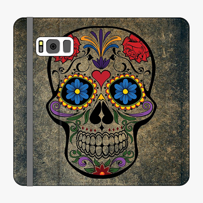 Folio Samsung Galaxy S8 Plus  Phone Folio - Skull  With Artwork