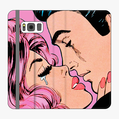 Folio Samsung Galaxy S8 Plus  Folio Wallet - Lovely Couple With Pink Background