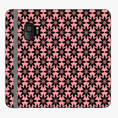 Folio Samsung Galaxy S9  Folio Wallet - Artistic Floral Pattern With Pink Background