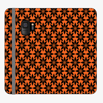 Folio Samsung Galaxy S9  Folio Wallet - Artistic Floral Pattern With Orange Background