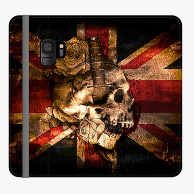 Folio Samsung Galaxy S9  Phone Folio - Skull With Union Jack British Flag