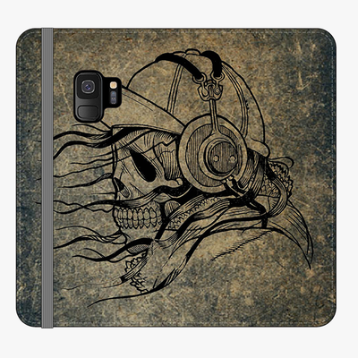Folio Samsung Galaxy S9  Phone Folio - Skull With Headphone