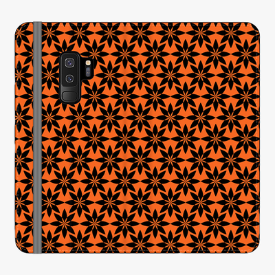 Folio Samsung Galaxy S9 Plus  Folio Wallet - Artistic Floral Pattern With Orange Background