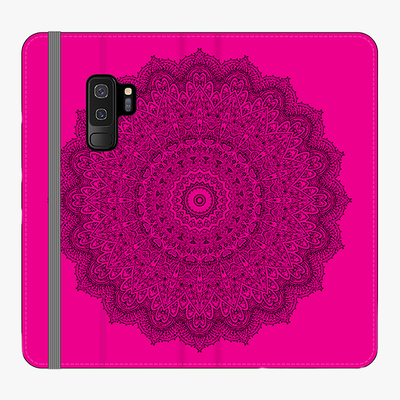 Folio Samsung Galaxy S9 Plus  Phone Folio - Mandala With Pink Background