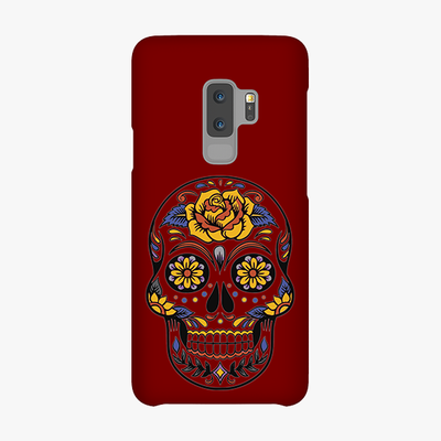 Tough Samsung Galaxy S9 Plus Phone Case - Skull Art With Brown Background