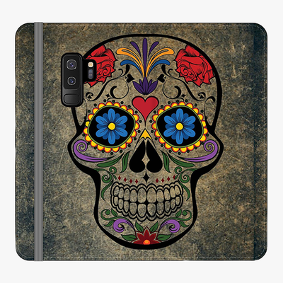 Folio Samsung Galaxy S9 Plus  Phone Folio - Skull  With Artwork