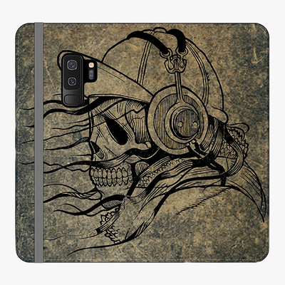 Folio Samsung Galaxy S9 Plus  Phone Folio - Skull With Headphone