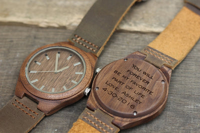 Groomsmen Package - Set of 5 Groomsman Wooden watches - All wood Watches Free Engraving and Shipping-Mens Watches-HAVERN Woodworks