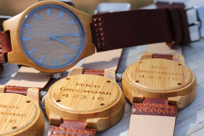 Groomsmen Package - Set of 5 Groomsman Wooden watches - All wood Watches Free Engraving and Shipping-Mens Watches-HAVERN Woodworks