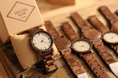 Groomsmen Package - Set of 5 Groomsman Wooden watches - All wood Watches Free Engraving and Shipping-Mens Watches-HAVERN Woodworks