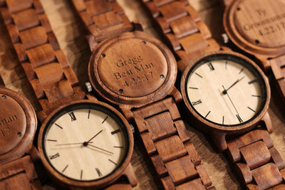 Groomsmen Package - Set of 6 Groomsman Wooden watches - All wood Watches Free Engraving and Shipping-Mens Watches-HAVERN Woodworks