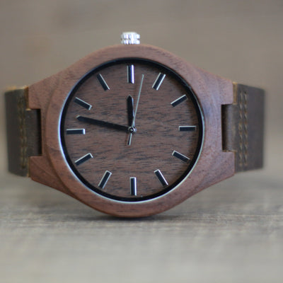 HAVERN "The Olympic" Minimalist leather and Walnut Mens Wood watch-Mens Watches-HAVERN Woodworks