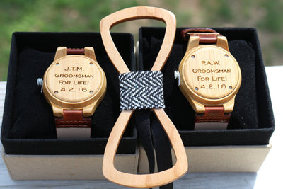 Groomsmen Package - Set of 8 Groomsman Wooden watches - All wood Watches Free Engraving and Shipping-Mens Watches-HAVERN Woodworks