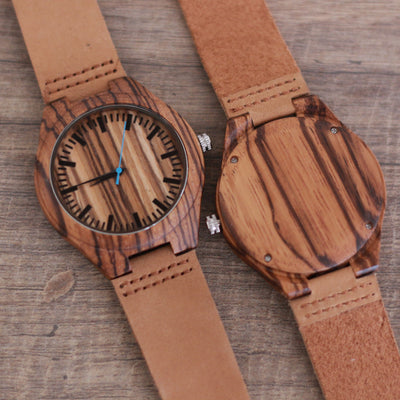 HAVERN Basin Minimalist Zebrawood Mens Wood Watch-Mens Watches-HAVERN Woodworks