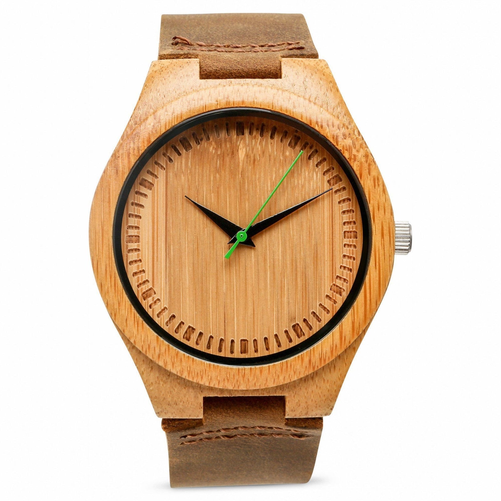 HAVERN Minimalist Leather and Bamboo Wooden Mens Wood watch - Green-Mens Watches-HAVERN Woodworks