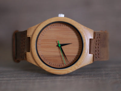 HAVERN Minimalist Leather and Bamboo Wooden Mens Wood watch - Green-Mens Watches-HAVERN Woodworks
