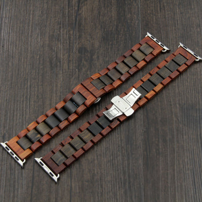 HAVERN Minimalist Mens Sandelwood and Ebony Wood Apple Watch 1 and 2 Minimalist Band-Apple Watch Bands-HAVERN Woodworks