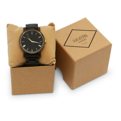 HAVERN Minimalist Mens Wood Ebony Watch-Mens Watches-HAVERN Woodworks