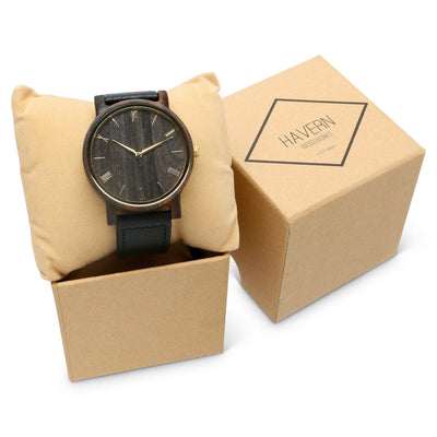 HAVERN Minimalist Mens Wood Watch - Ebony-Mens Watches-HAVERN Woodworks