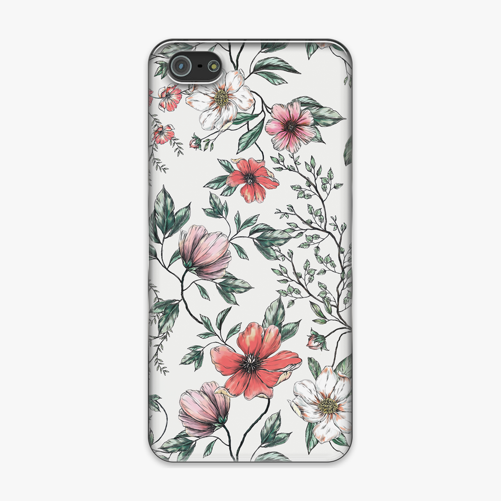 Snap iPhone 5 Phone Case - Multi-color Flowers Design on White Background