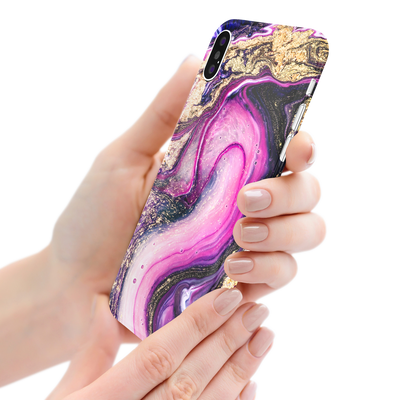 Purple & Gold Marble Phone Case For iPhone