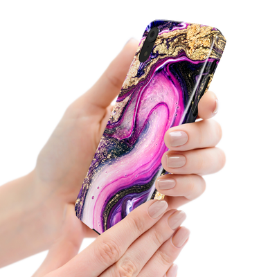 Purple & Gold Marble Phone Case For iPhone